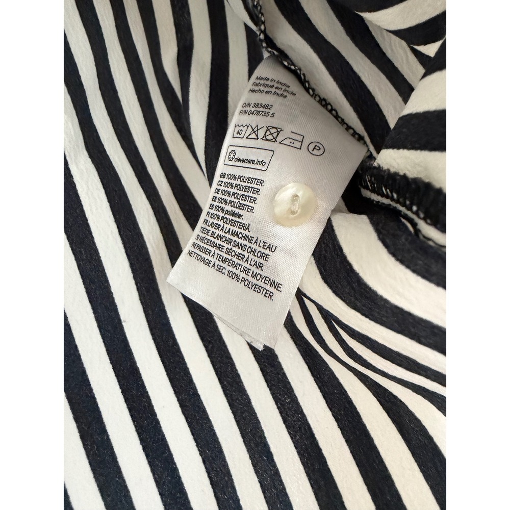 H&M Womens  Black & White Striped Button Down Shirt Blouse Size 8 Long Sleeve - Picture 7 of 8